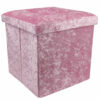 Pink Crushed Velvet Storage Foot Stool Cube