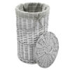 Medium Round Grey Wicker Laundry Basket with Lid