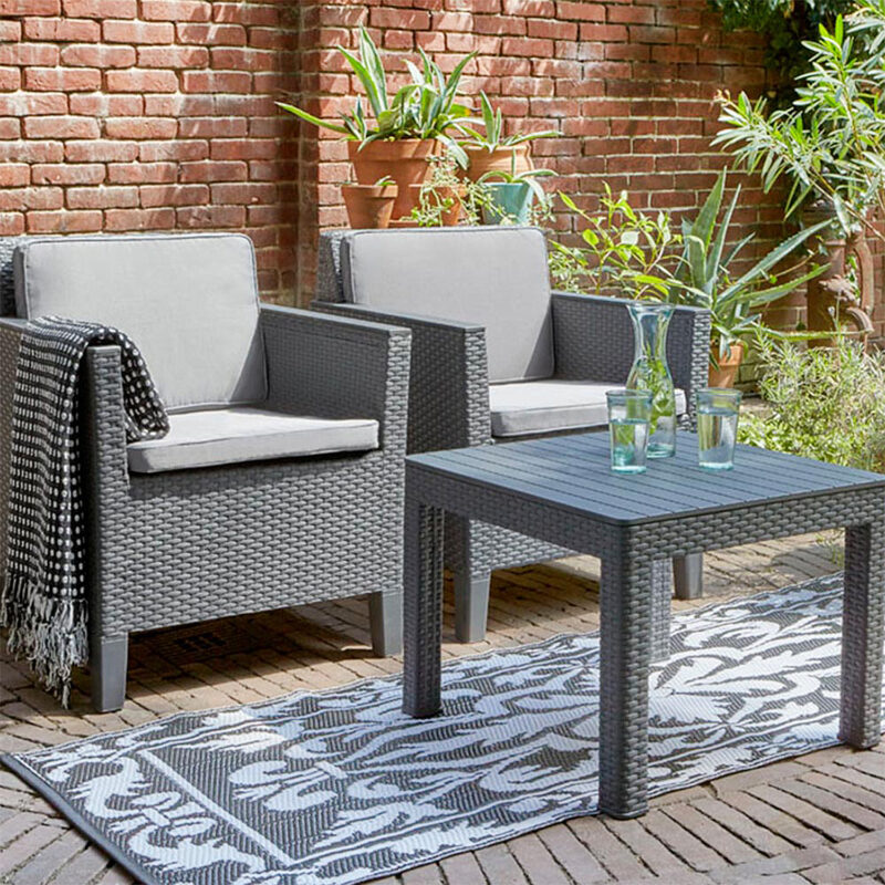 Keter Allibert Chicago 2 Seater Grey Balcony Set