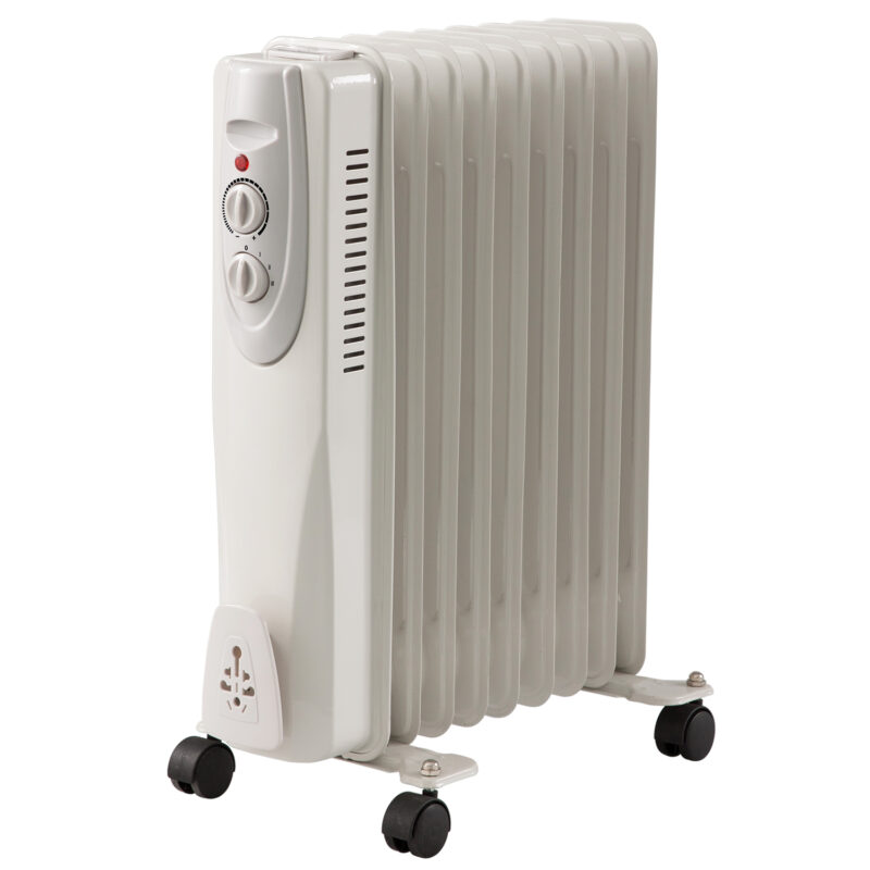 White 9 Fin 2000W Oil Filled Radiator